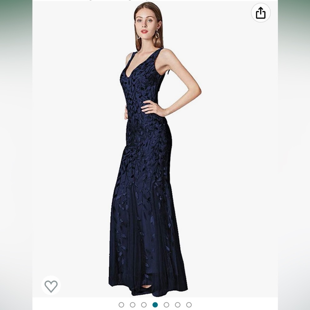 Navy blue embellished mermaid gown
